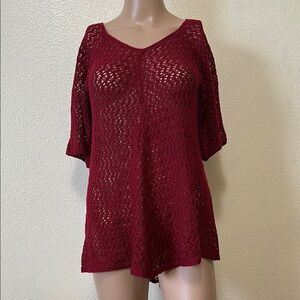 Faded Glory- Burgundy Knit Crochet Top